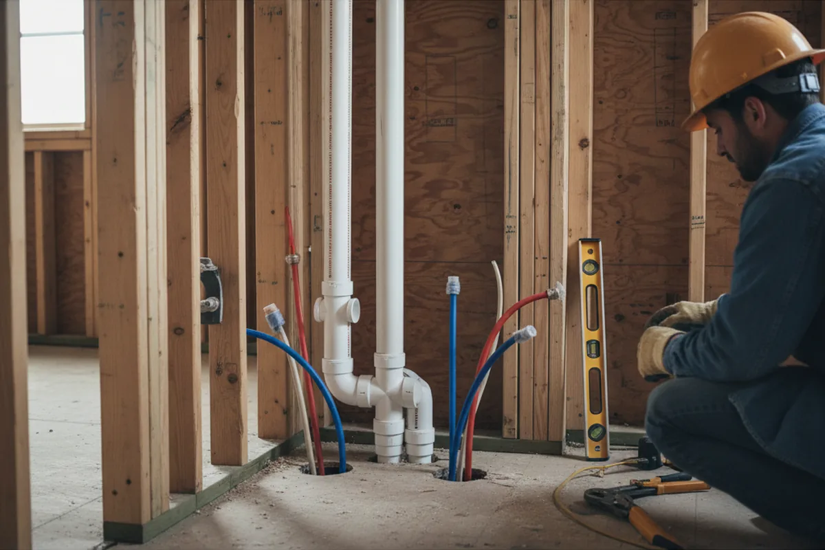 Drain and supply rough-in during Garbage Disposal Repair in Houston
